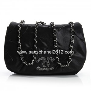 Chanel 2012 Borse In Pelle Nera Con Logo Cc Iridescente Perforat