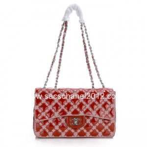 Chanel 2012 Flap Borse In Pelle Verniciata Rossa Con Shw
