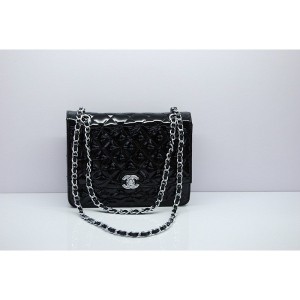 Chanel 2012 Nero Vernice Flap Borse In Pelle Con Shw 48692