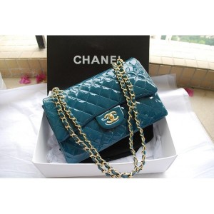 Chanel 2012 Verde Scuro Brevetto Borse Jumbo Flap In Pelle Con S