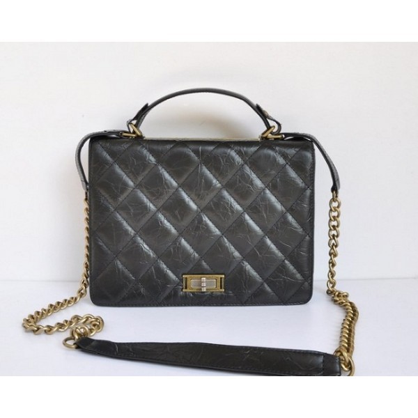 Chanel A66816 Flap Bag In Pelle Di Vitello Nera Cracking Ghiacci