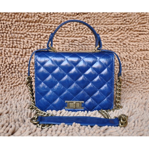 Chanel A66816 Flap Borse In Blu Petrolio Pelle Di Cera