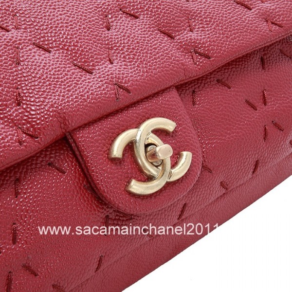 Chanel Quilted Flap Borse Rosso 2012 Di Vitello Con Oro Hw