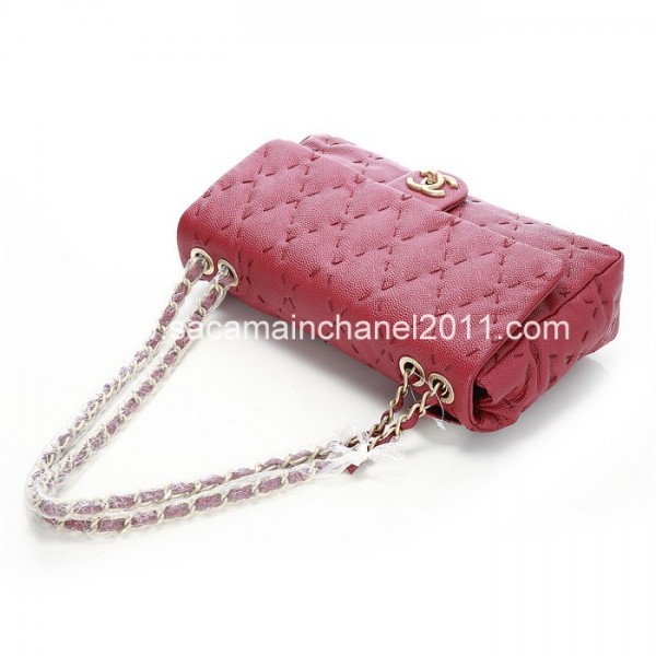 Chanel Quilted Flap Borse Rosso 2012 Di Vitello Con Oro Hw