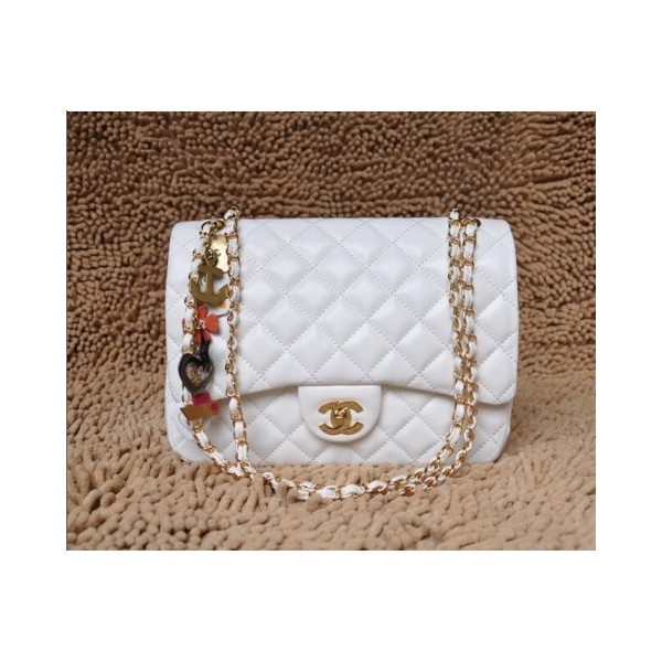 Chanel San Valentino Flap Borse Serie Agnello Bianco Con Ghw