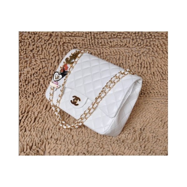 Chanel San Valentino Flap Borse Serie Agnello Bianco Con Ghw