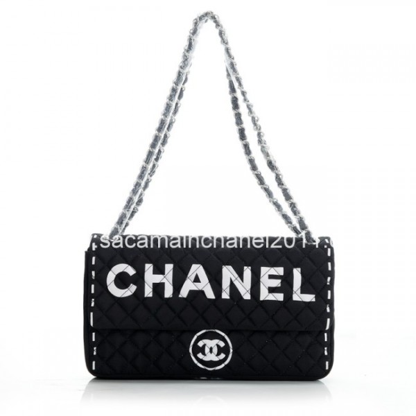 Quilted Borse Chanel Classico Colore Nero Con Firma Bianco Chane