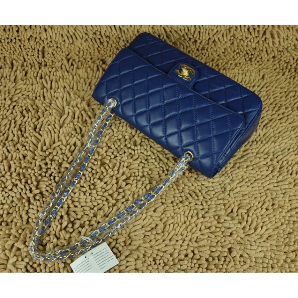 Chanel A01113 Blu Flap Borse Agnello Con Hardware Oro