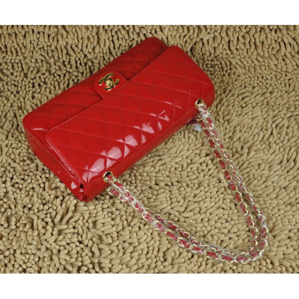 Chanel A01113 Borse In Pelle Rosso Vernice Con Hardware Oro