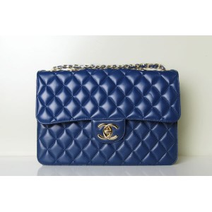 Chanel 48022 Classic Blue Flap Borse Pelle Di Agnello Con Grande
