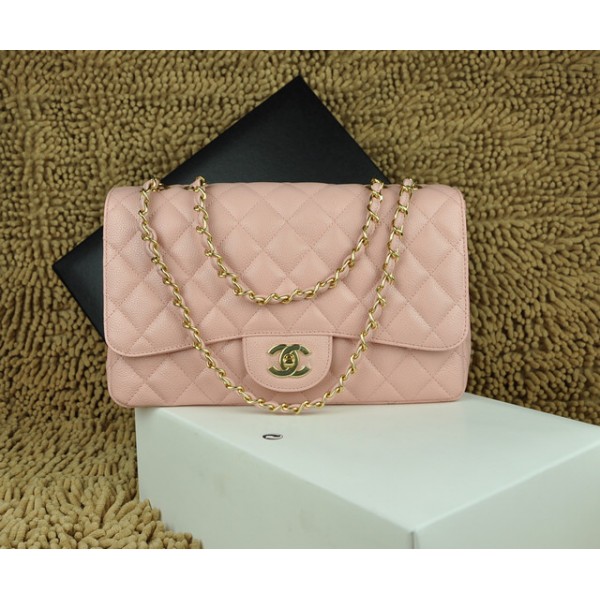 Chanel A28600 Borse Jumbo Flap In Pelle Rosa Con Oro Hw