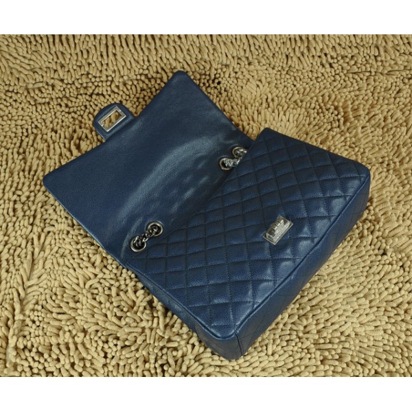 Chanel Quilted 28988 Blue Classic Flap Borse In Pelle Caviar
