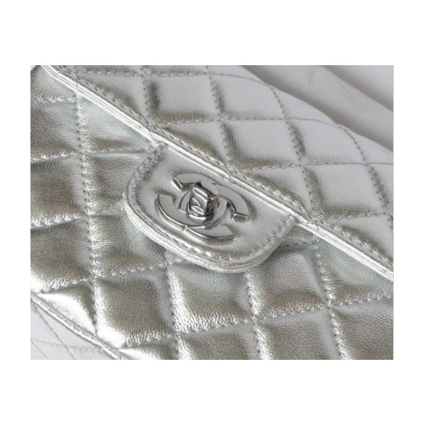 Borse Chanel Classic Flap Mini Agnello Argento Con Shw