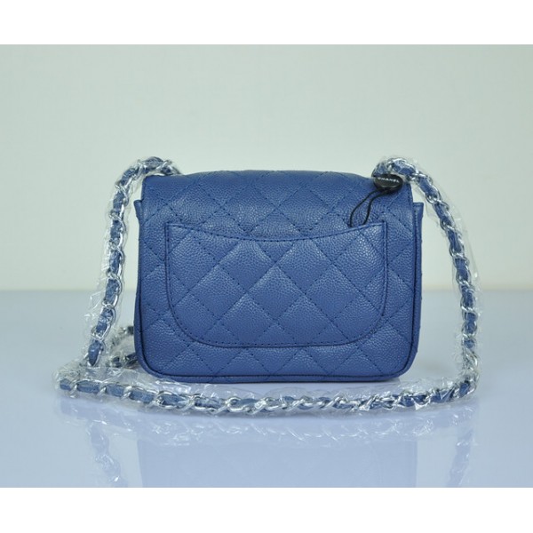 Borse Chanel Flap In Pelle Blu Grano Mini Argento Hw