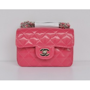 Chanel 2011 Pink Patent Leather Flap Bag Mini Argento Hw - Clicca l'immagine per chiudere