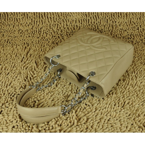 Chanel A20994 Caviar Leather Tote Shopping Gst Beige Con Shw
