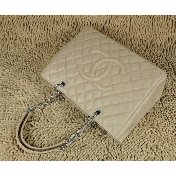 Chanel A20995 Caviar Leather Tote Shopping Gst Beige Con Shw
