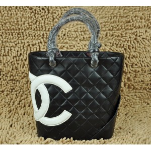 Chanel A25167 Nero Agnello Bag Piccola Shopping Bianco Logo Cc
