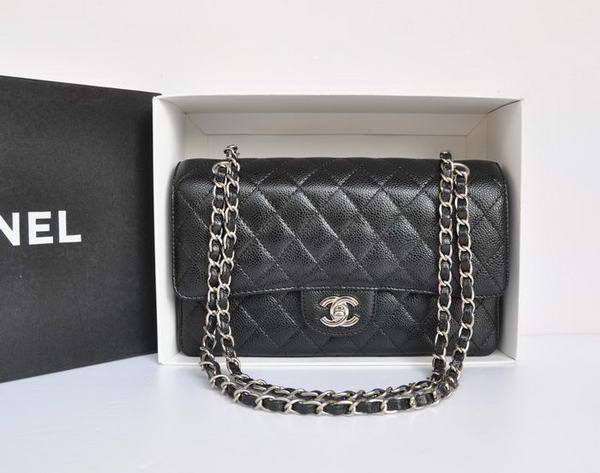 Chanel A1112 2.55 Series Flap Bag Original Caviar Leather Black