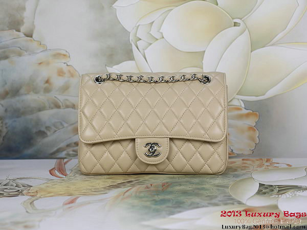 Chanel 2.55 Classic Flap Bag Apricot Sheepskin Leather Silver