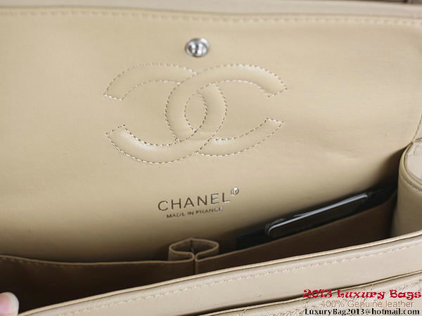 Chanel 2.55 Classic Flap Bag Apricot Sheepskin Leather Silver