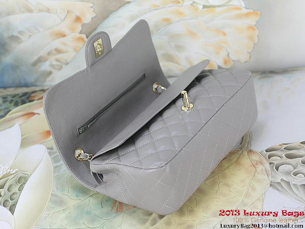 Chanel 2.55 Classic Flap Bag Gray Original Cannage Patterns Leather Gold