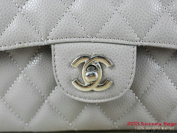 Chanel 2.55 Classic Flap Bag Gray Original Cannage Patterns Leather Silver