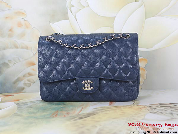 Chanel 2.55 Classic Flap Bag RoyalBlue Original Cannage Patterns Leather Silver