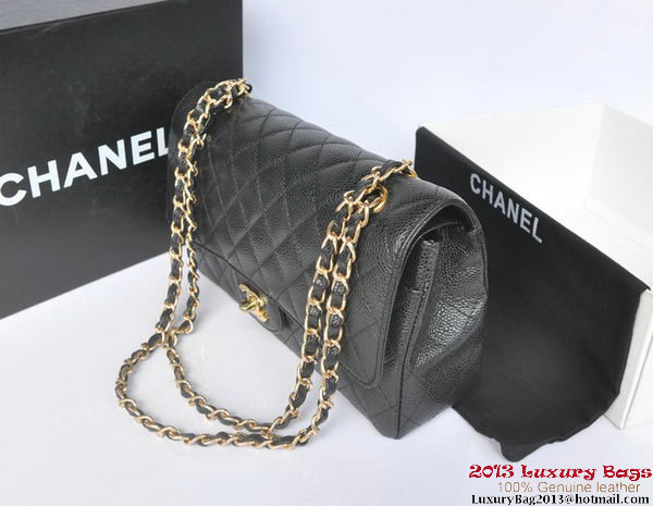 Chanel 2.55 Classic Flap Bag Black Original Caviar Leather Gold