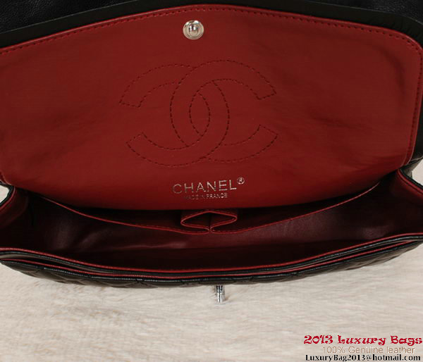 Chanel 2.55 Series Bag Black Sheepskin Leather 1112 Silver