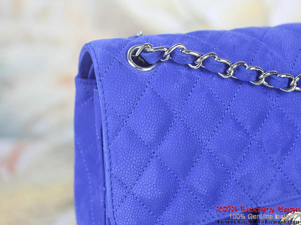 Chanel 2.55 Series Flap Bag Blue Original Nubuck Leather A1112 Silver