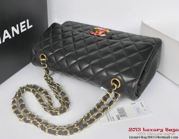 Chanel 2.55 Series Classic Flap Bag Black Original Sheepskin Leather A1112 Multicolour