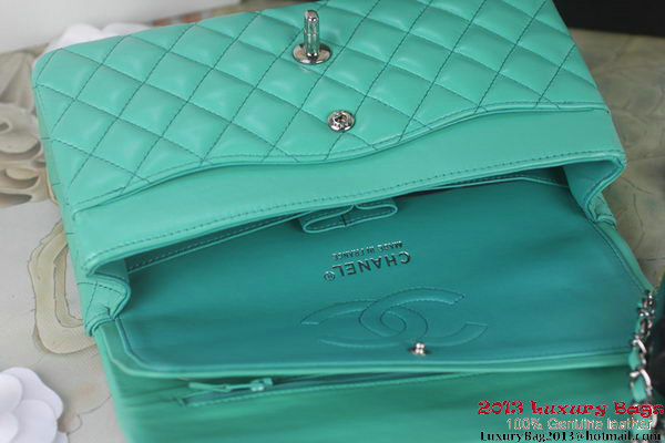Chanel 2.55 Series A1112 Green Original Leather Classic Flap Bag Silver
