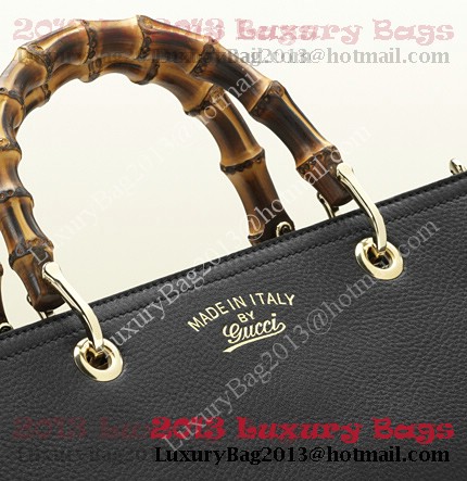 Gucci Bamboo Shopper Calf Leather Tote Bag 323660 Black