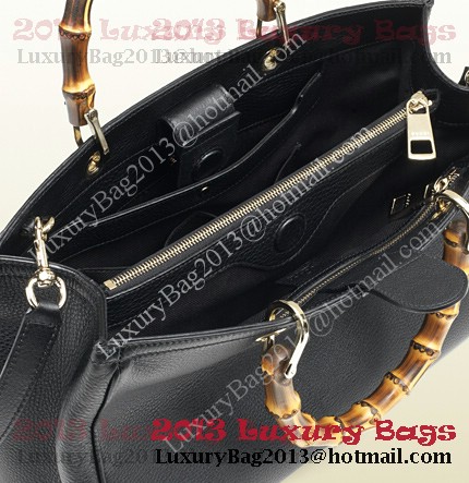 Gucci Bamboo Shopper Calf Leather Tote Bag 323660 Black