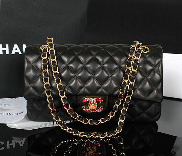 Chanel 2.55 Series Classic Flap Bag Black Original Leather 1112 Multicolour