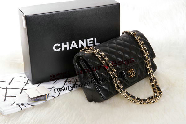 Chanel 2.55 Series Black Original Leather Classic Flap Bag A01112 Gold