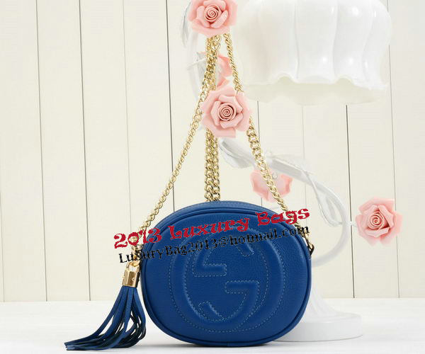 Gucci Soho Original Leather mini Chain Bag 353965 Blue