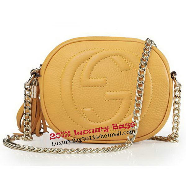 Gucci Soho Original Leather mini Chain Bag 353965 Yellow