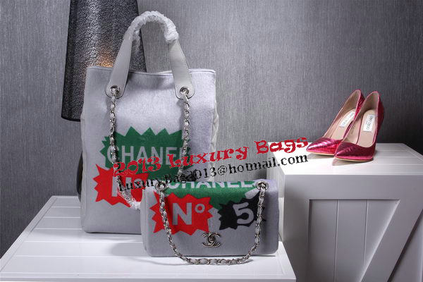 Chanel Patchwork Shearling Large Shopping Bags CHA2202 Grey