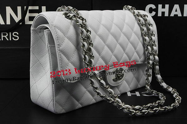 Chanel 2.55 Series Bags White Cannage Pattern Leather CFA1112 Silver