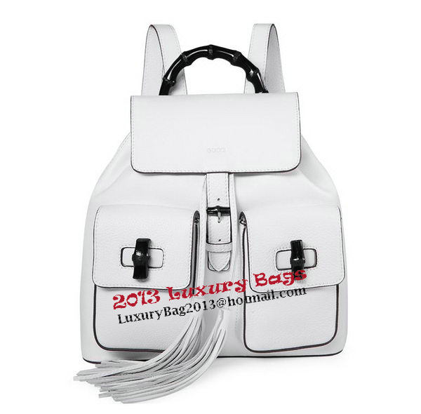 Gucci Bamboo Leather Backpack 370833 White
