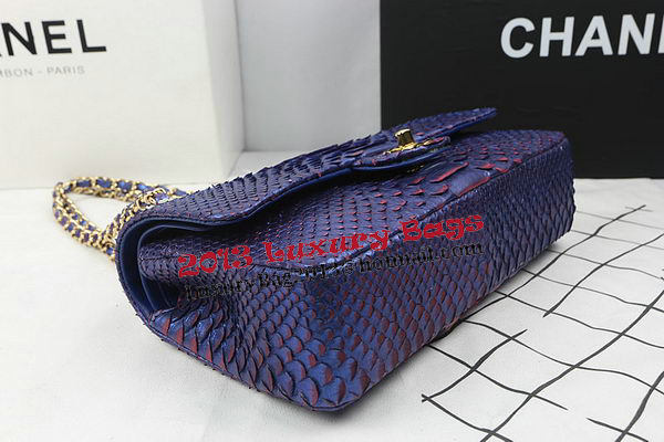 Chanel 2.55 Series Flap Bags Original Snake Leather A1112 Blue