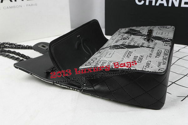 Chanel 2.55 Series LOGO Flap Bag Sheepskin Leather A1112 Black&Grey