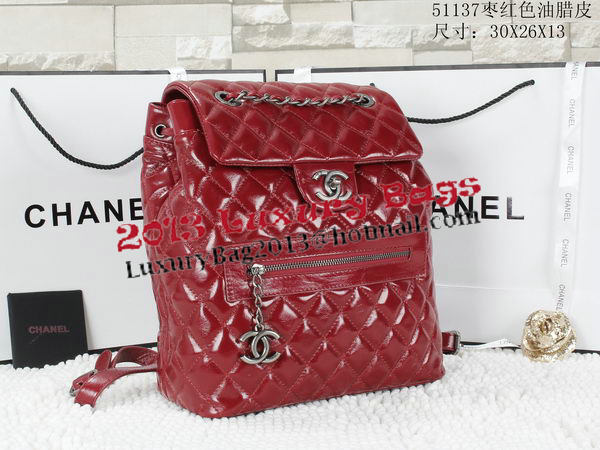 Chanel Iridescent Leather Backpack A92961 Cherry