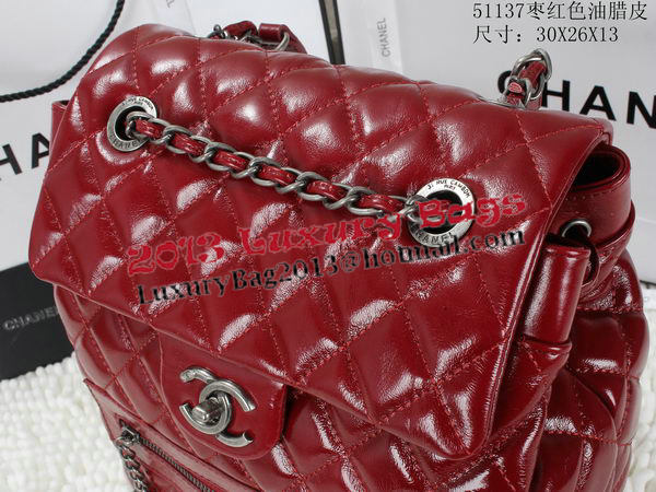 Chanel Iridescent Leather Backpack A92961 Cherry