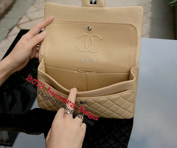 Chanel 2.55 Series Flap Bag Apricot Sheepskin Leather A37586 Silver