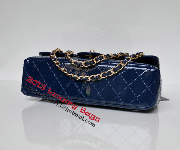 Chanel 2.55 Series Flap Bag Blue Patent Leather A1112 Gold