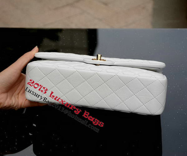 Chanel 2.55 Series Flap Bag White Sheepskin Leather A37586 Gold
