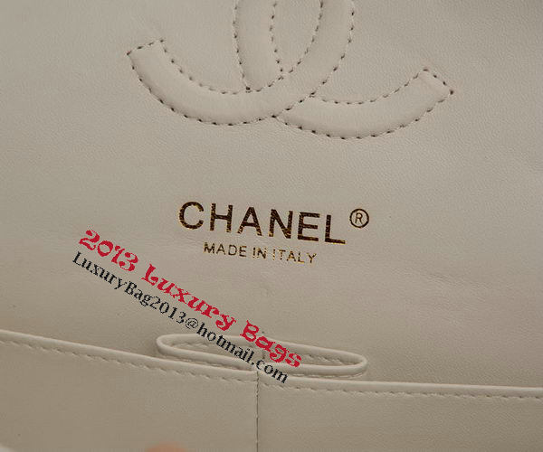 Chanel 2.55 Series Flap Bag White Sheepskin Leather A37586 Gold